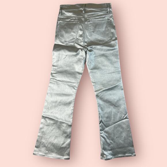 Rave High Rise Kick Crop Jeans in Silver Metallic Loft Size 2 XS Pants - Picture 4 of 5